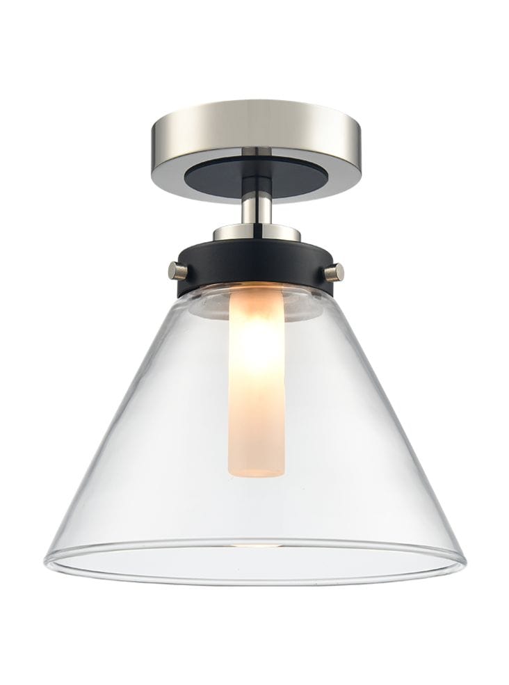 Franklite Lighting Conica Flush Fitting matt black and polished nickel House of Isabella UK