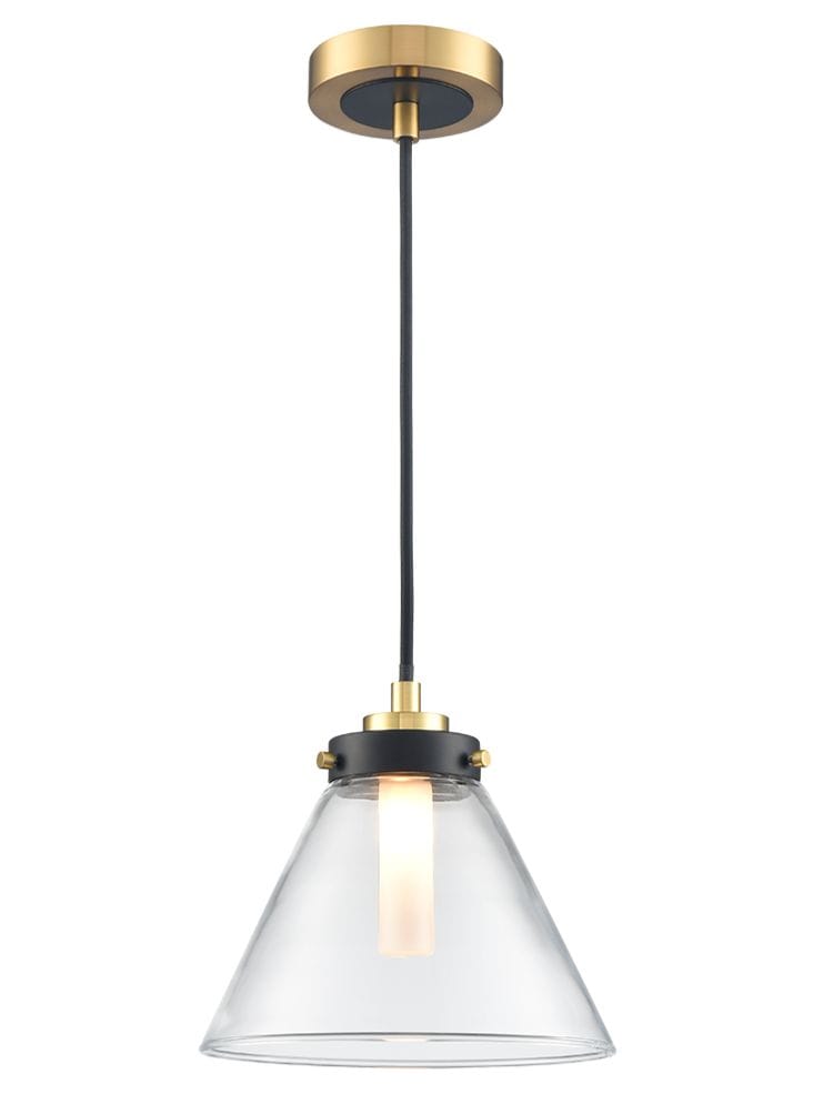 Franklite Lighting Conica Pendant matt black and aged brass House of Isabella UK