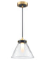 Franklite Lighting Conica Pendant matt black and aged brass House of Isabella UK