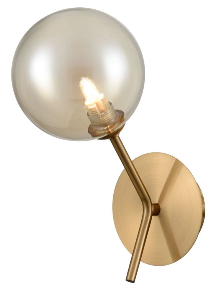 Franklite Lighting Cosmic 1 light wall bracket in antique gold with amber glass House of Isabella UK