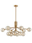 Franklite Lighting Cosmic 12 light pendant in antique gold with amber glass House of Isabella UK