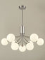 Franklite Lighting Cosmic 9 light pendant in satin nickel with matt opal glass House of Isabella UK