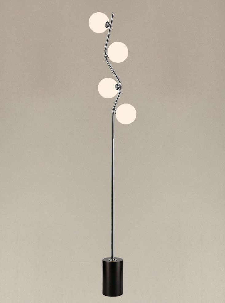 Franklite Lighting Cosmic Floor Lamp satin nickel with opal glass House of Isabella UK