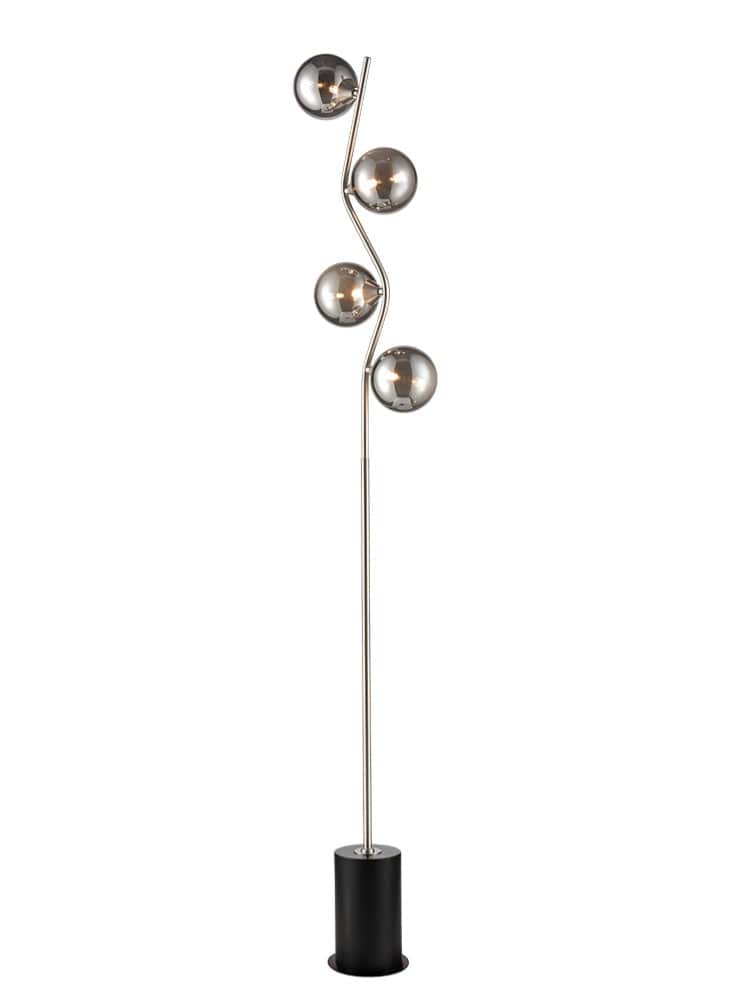 Franklite Lighting Cosmic Floor Lamp satin nickel with smoke glass House of Isabella UK