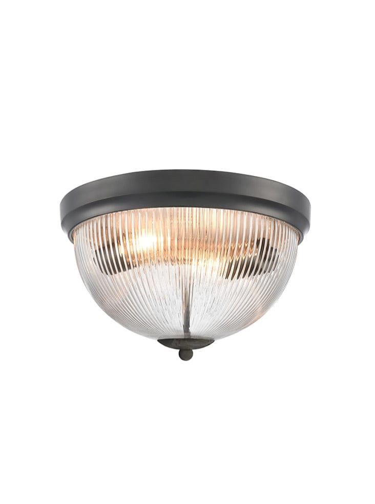 Franklite Lighting Cupola Matt Black 300mm Flush Ceiling Fitting House of Isabella UK