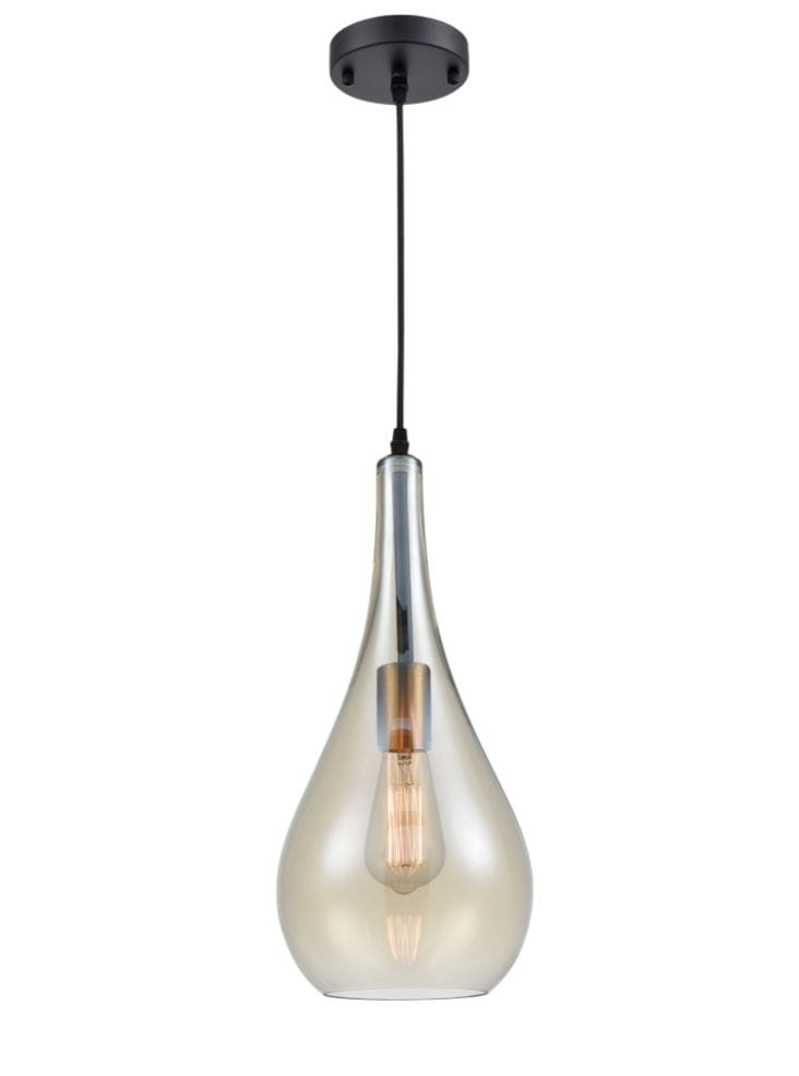 Franklite Lighting Droplet Amber Glass Pendant House of Isabella UK