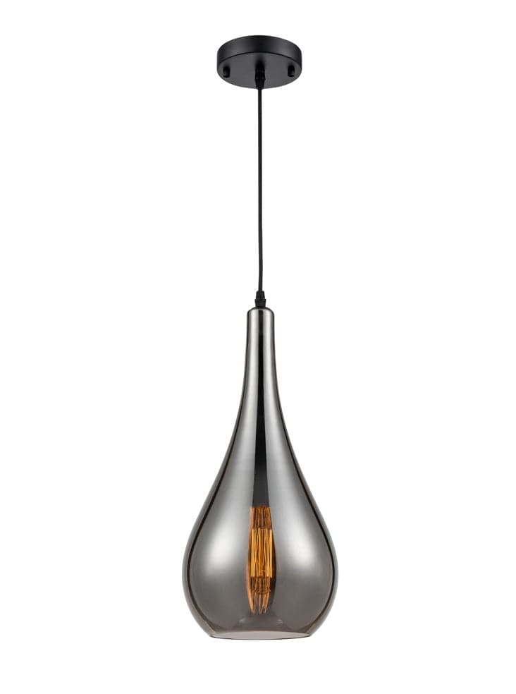 Franklite Lighting Droplet Smoked Glass Pendant House of Isabella UK