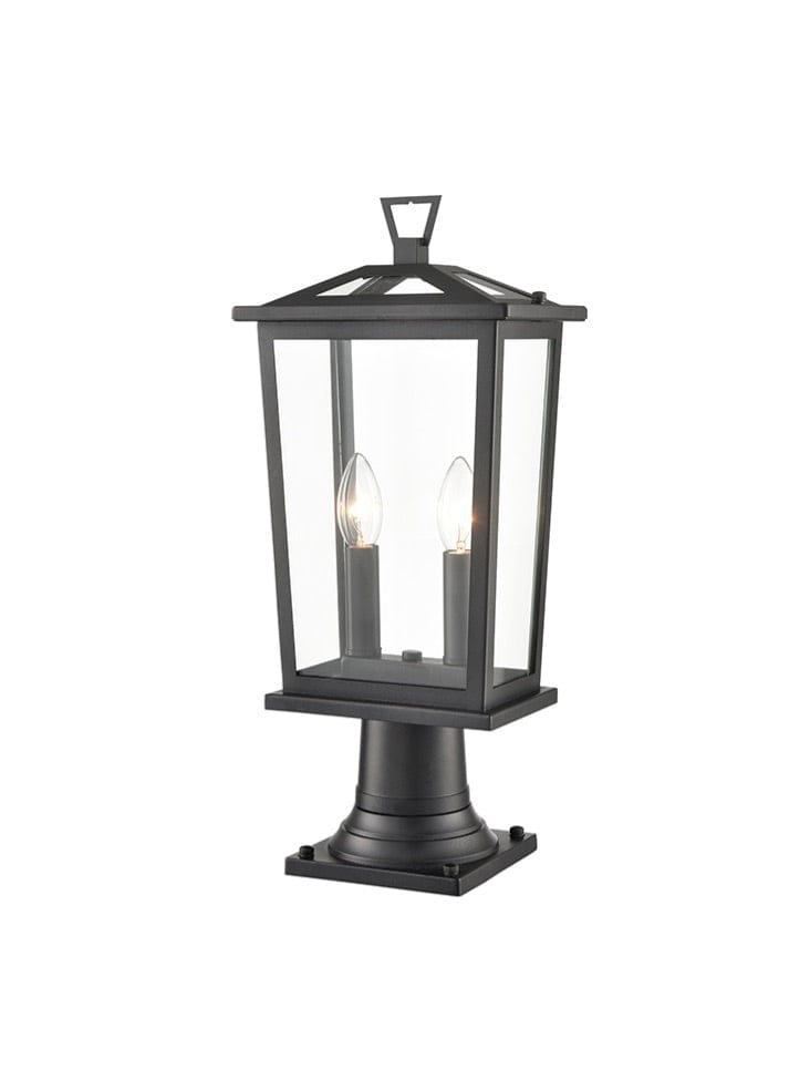 Franklite Lighting Dusk 2lt Exterior Pedestal in Matt Black House of Isabella UK