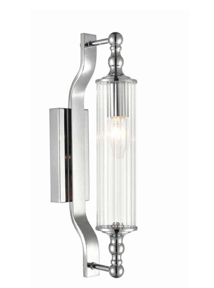 Franklite Lighting Empire wall light with clear ribbed glass - Chrome House of Isabella UK