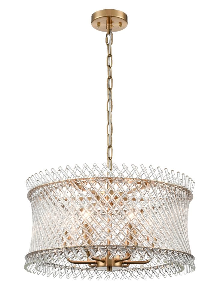 Franklite Lighting Ethereal 6lt Pendant in Aged Brass House of Isabella UK