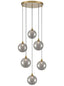 Franklite Lighting Galaxy 6 Light Spreader in aged brass with smoked glass House of Isabella UK