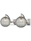 Franklite Lighting Globe 2lt Wall Light polished nickel with Smoked Ribbed Glass House of Isabella UK