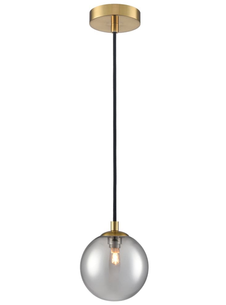 Franklite Lighting Globe Pendant Aged Brass With Smoked Glass House of Isabella UK