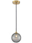 Franklite Lighting Globe Pendant Aged Brass With Smoked Ribbed Glass House of Isabella UK