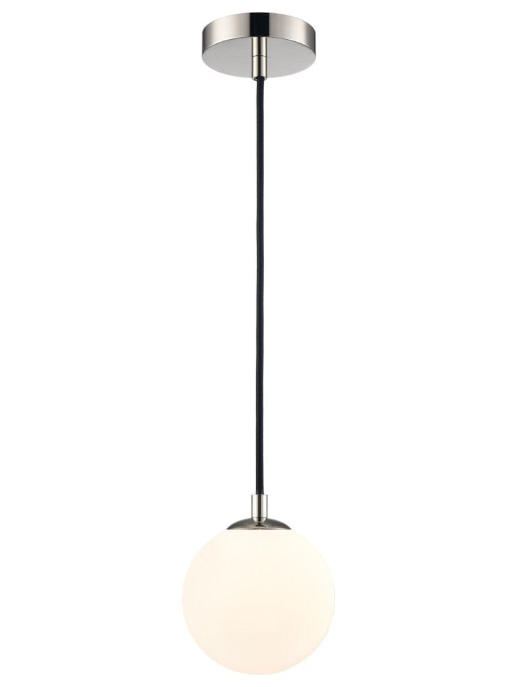 Franklite Lighting Globe Pendant Polished Nickel With Matt Opal Glass House of Isabella UK