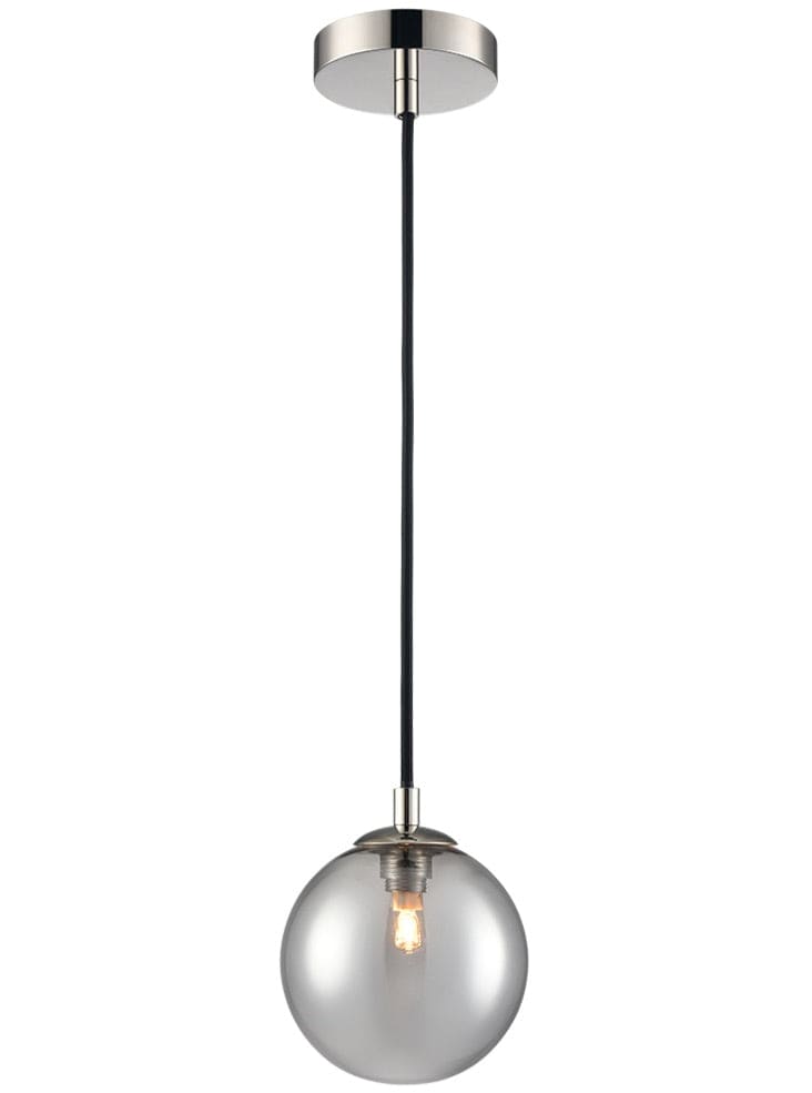 Franklite Lighting Globe Pendant Polished Nickel With Smoked Glass House of Isabella UK