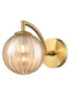 Franklite Lighting Globe Wall Light aged brass with amber glass - Brass House of Isabella UK