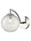 Franklite Lighting Globe Wall Light polished nickel with clear ribbed glass House of Isabella UK