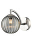 Franklite Lighting Globe Wall light polished nickel with smoked ribbed glass House of Isabella UK