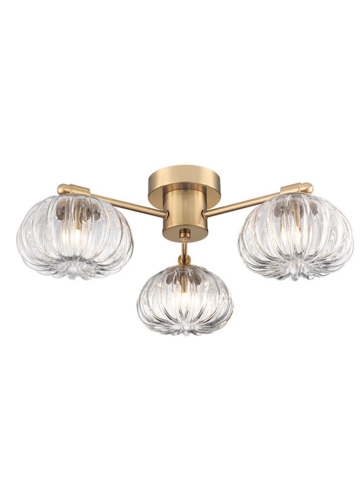 Franklite Lighting Harvest 3lt Flush Fitting aged brass House of Isabella UK