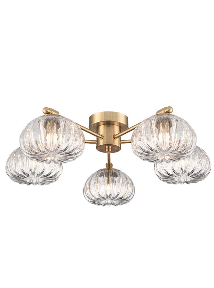 Franklite Lighting Harvest 5lt Flush Fitting aged brass House of Isabella UK