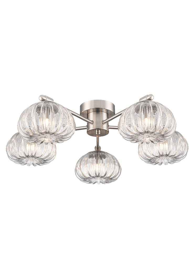 Franklite Lighting Harvest 5lt Flush Fitting satin nickel House of Isabella UK