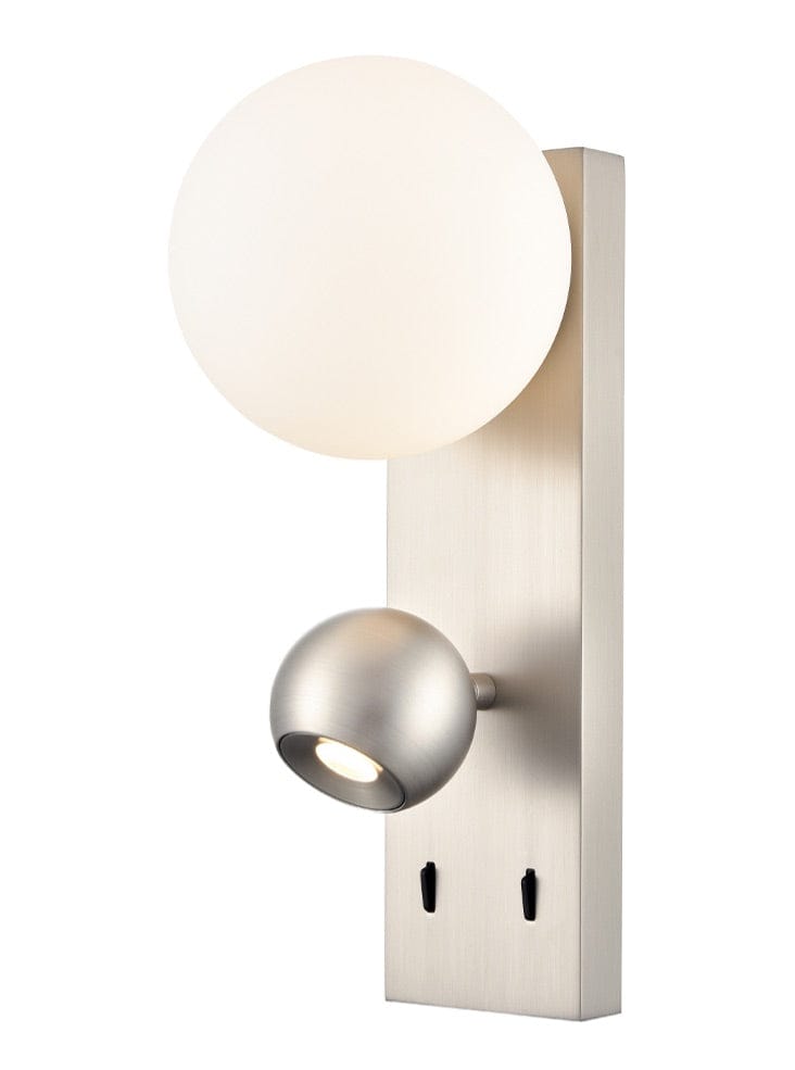 Franklite Lighting Iris 2lt Satin Nickel LED Wall Light House of Isabella UK