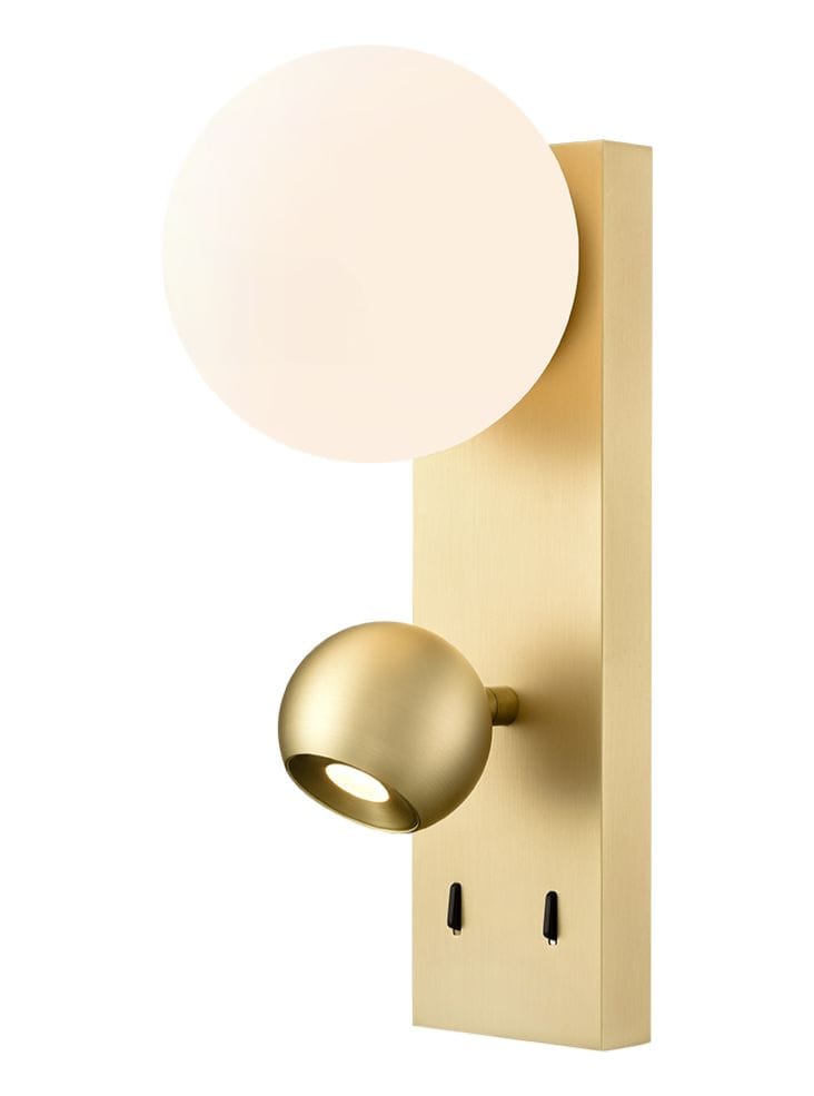 Franklite Lighting Iris Wall Light with Opal glass sphere House of Isabella UK
