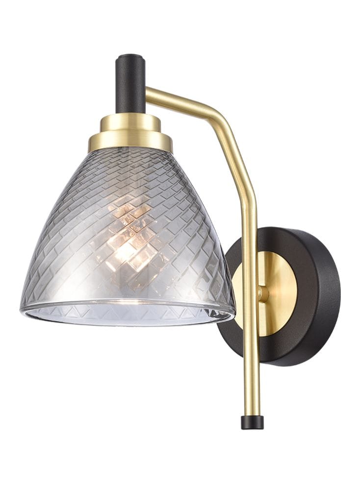 Franklite Lighting Metro 1lt Wall Light matt black and satin brass House of Isabella UK