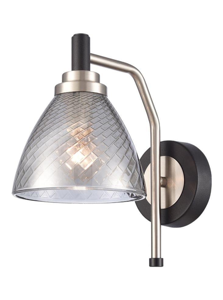 Franklite Lighting Metro 1lt Wall Light matt black and satin nickel House of Isabella UK