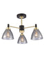 Franklite Lighting Metro 3lt semi flush Fitting matt black and satin brass House of Isabella UK