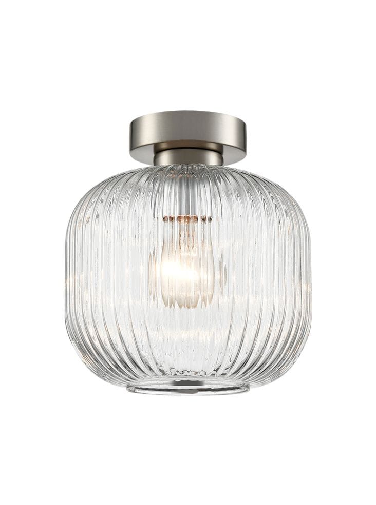Franklite Lighting Mezcla Flush Fitting satin nickel with clear glass House of Isabella UK