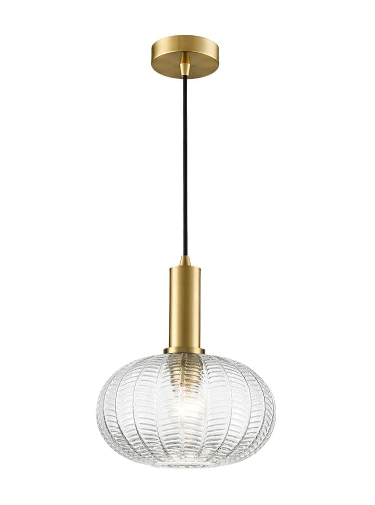 Franklite Lighting Mezcla pendant aged brass with chevron glass House of Isabella UK