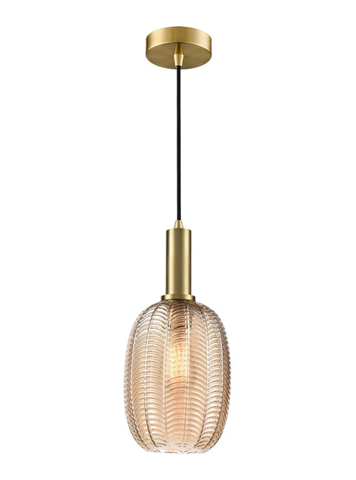 Franklite Lighting Mezcla pendant aged brass with chevron glass House of Isabella UK