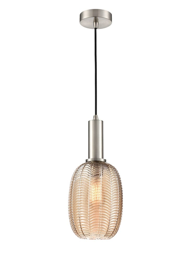 Franklite Lighting Mezcla pendant in satin nickel with chevron glass House of Isabella UK