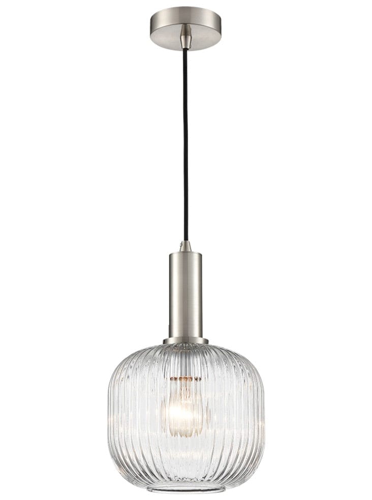 Franklite Lighting Mezcla Pendant satin nickel with clear glass House of Isabella UK