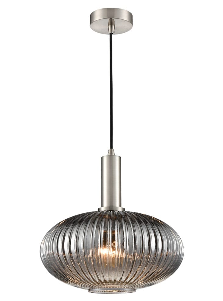 Franklite Lighting Mezcla Pendant satin nickel with smoked glass - Satin Nickel House of Isabella UK