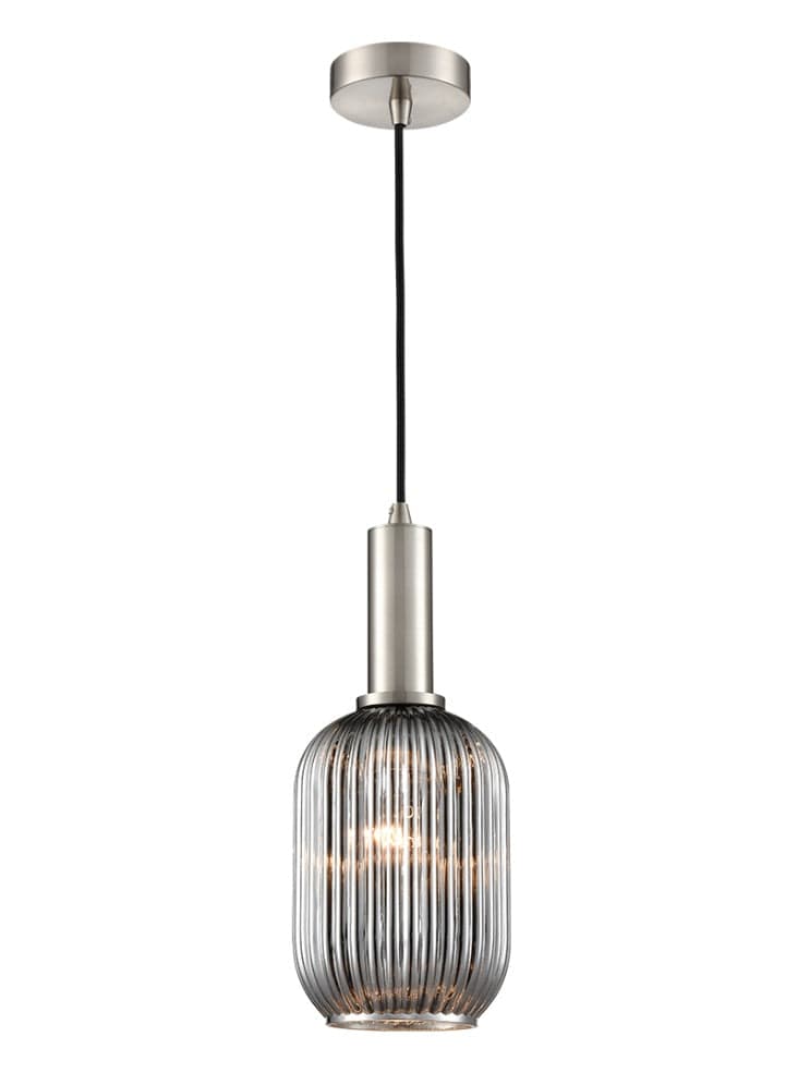 Franklite Lighting Mezcla Pendant satin nickel with smoked glass - Satin Nickel House of Isabella UK