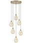 Franklite Lighting Perry 6 light Spreader in aged brass with amber glass House of Isabella UK