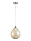 Franklite Lighting Perry single pendant in satin nickel with amber glass - Satin Nickel House of Isabella UK
