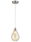 Franklite Lighting Perry single pendant in satin nickel with amber glass - Satin Nickel House of Isabella UK