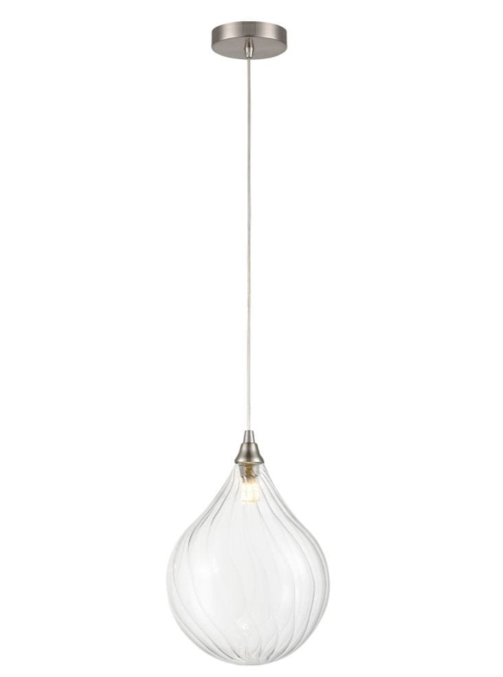 Franklite Lighting Perry single pendant in satin nickel with clear glass - Satin Nickel House of Isabella UK