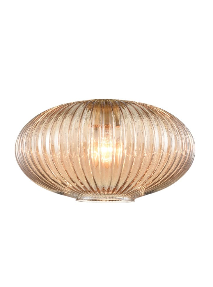 Franklite Lighting Ribbed Amber Glass 300mm House of Isabella UK