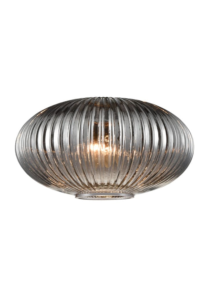 Franklite Lighting Ribbed Smoked Glass 300mm House of Isabella UK