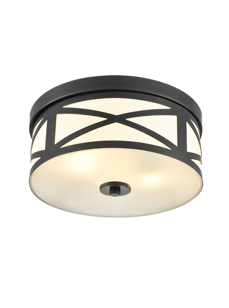 Franklite Lighting Ringo Black Painted 300mm Flush Ceiling Fitting House of Isabella UK