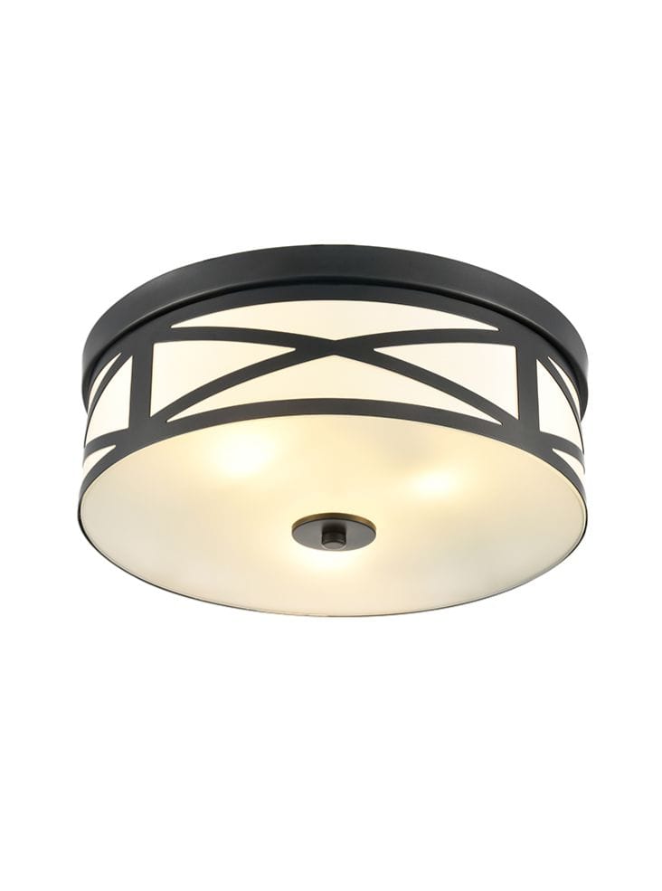 Franklite Lighting Ringo Black Painted 380mm Flush Ceiling Fitting House of Isabella UK