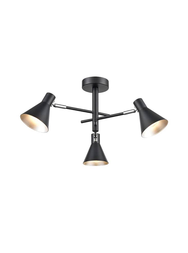 Franklite Lighting Skoop 3lt Fitting - Black / Silver House of Isabella UK