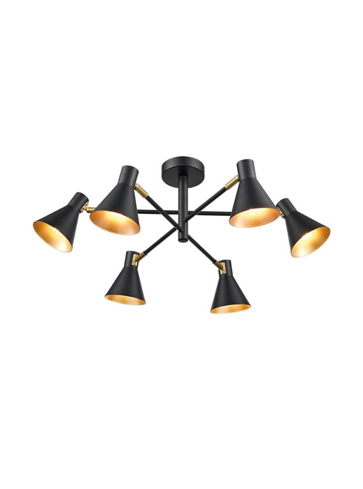 Franklite Lighting Skoop 6lt Fitting - Black / Gold House of Isabella UK