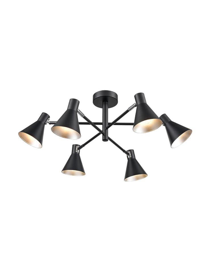 Franklite Lighting Skoop 6lt Fitting - Black / Silver House of Isabella UK