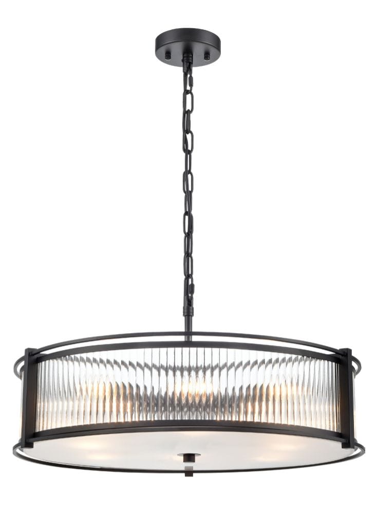 Franklite Lighting Sloane 8lt Pendant in matt black House of Isabella UK